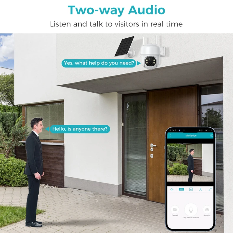 Solar Panel 3MP Wireless Surveillance Security Motion Detection Pan Tilt CCTV PTZ Waterproof Smart Outdoor Battery Wifi Camera