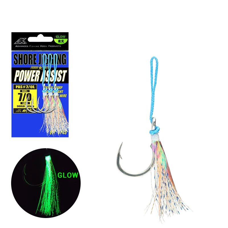 JK Fishing PAS-L 1/0, 3/0, 5/0, 7/0, 9/0 ,11/0 Power Single Assist Professional Sea Fishing Hooks Factory Wholesale