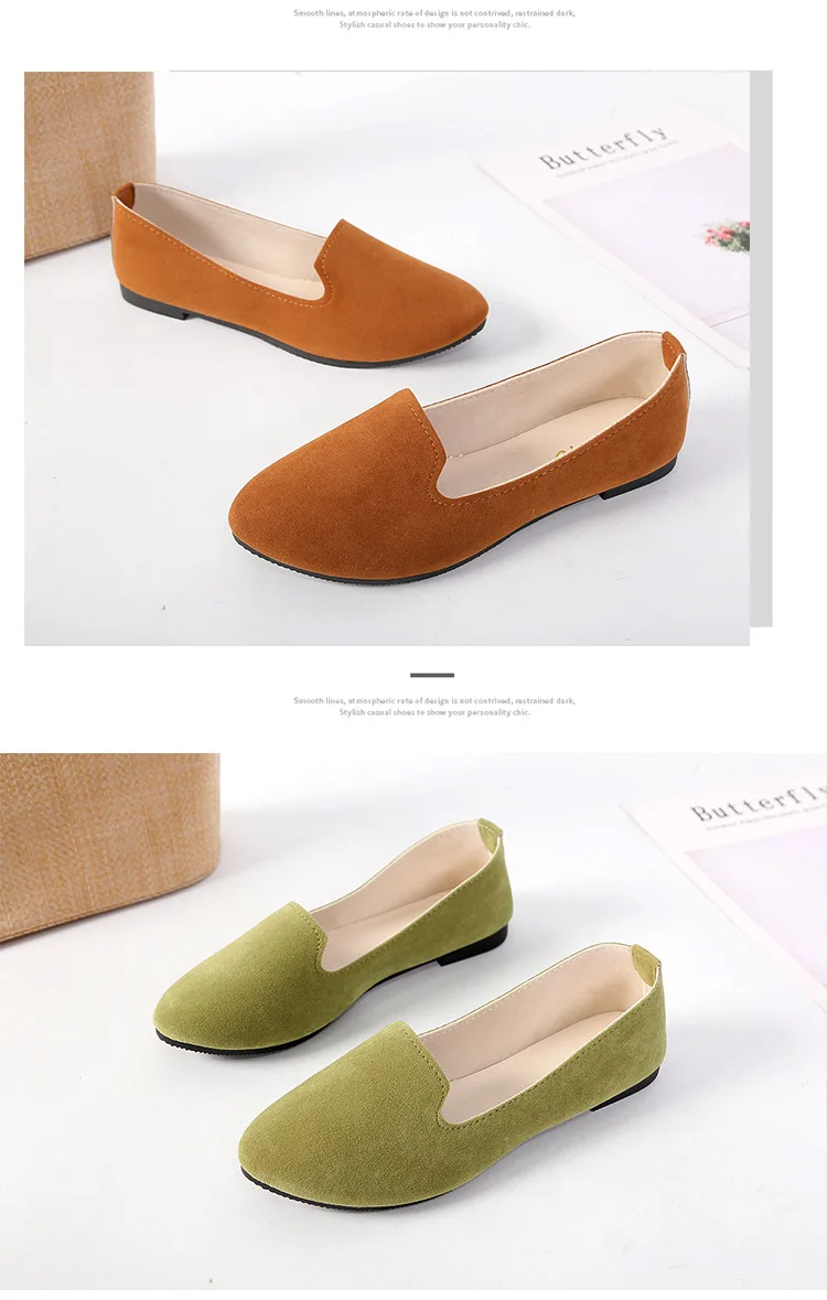 CLS002 pointed suede shallow mouth 35-43 code jobs shoe flat comfort women's casual shoes