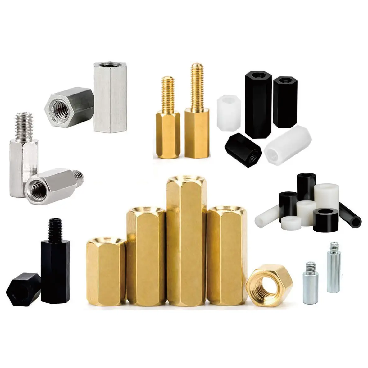 Unthreaded Car Bearing Shim White Black Plastic Brass Bronze Stainless Steel Aluminum Nylon Spacer Standoffs-Durable Zinc