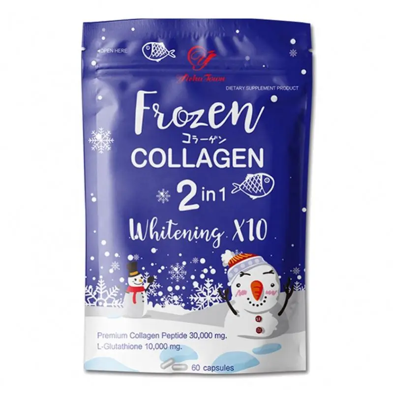 Personalized Glow Whitening Pills Herbal Supplement Skin Brightening Frozen Collagen Peptide 2-in-1 Capsules Adult Bag Packing