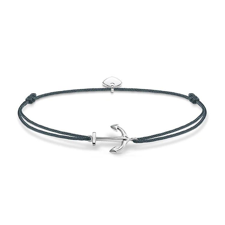 Fashion 925 Sterling Silver Anchor Bracelet Rope