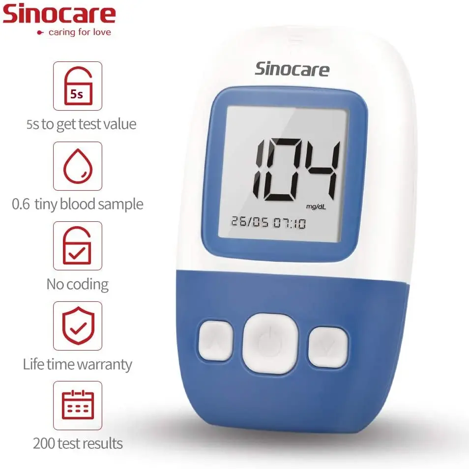 Sinocare Continuous Blood Sugar Monitor Glucose Sensors Glucose Meter With Glucose Test Strips