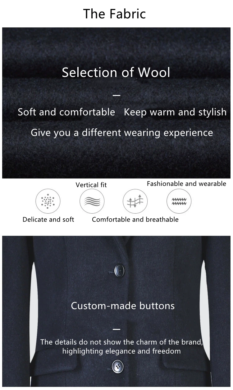 Custom Logo Trendy Fashion Female Winter Coat Buttons Design Woolen A-line Overcoat