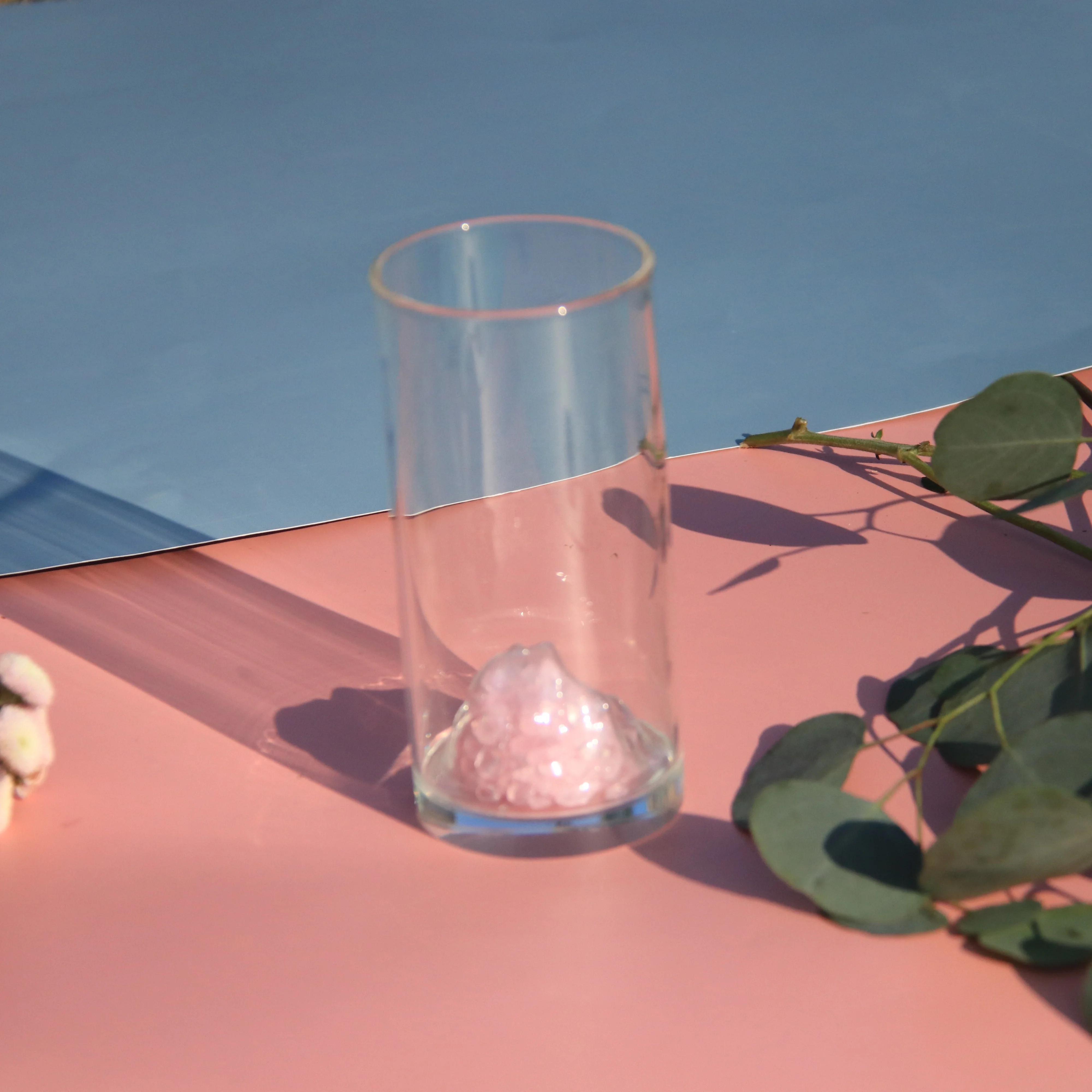 Luxury crystal gemstones Insulated Clear Glass Coffee Tea Mug without handle cylinder Glass Crystal Drinking Water