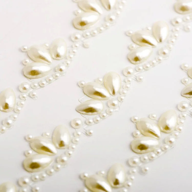 High Quality Acrylic Rhinestone Sticker Sheet Adhesive Gem Stickers Crystal Pearl