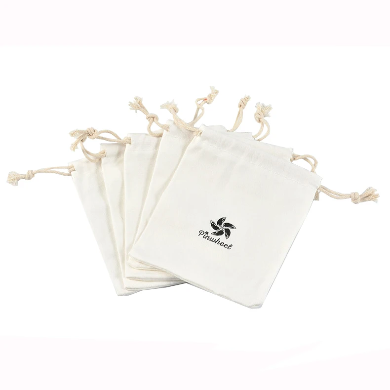 
Small pouch string canvas tote bag custom logo organic eco cotton drawstring bag 
