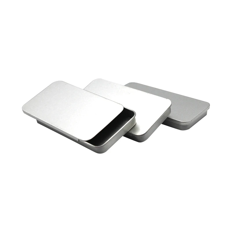 Custom Blank Printed Metal Case Slide Tin Box Rectangular Square Metal Container With Lid Tin Box