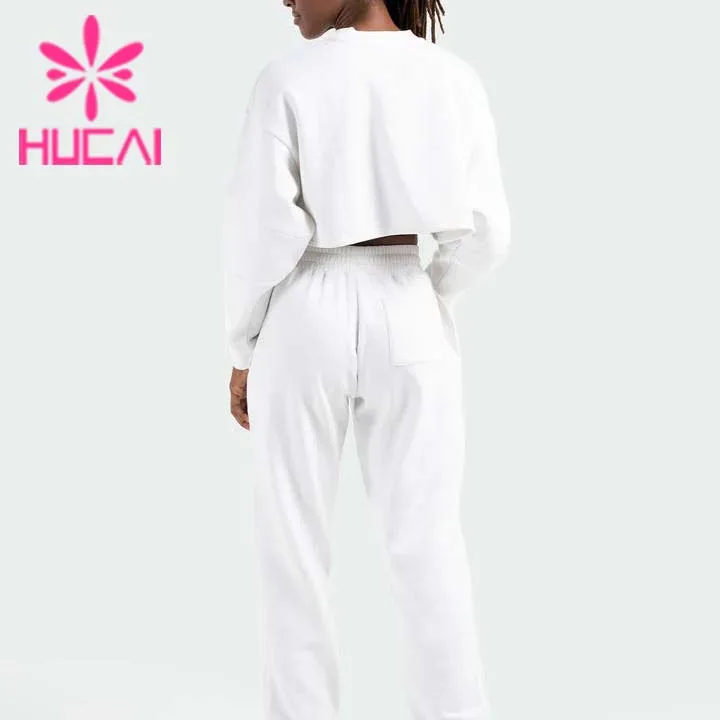 Loose Round Neck Casual Wear Fitness Clothing Gym Apparel Fashionable Short Crop Top Long Sleeve Sweatshirt For Women