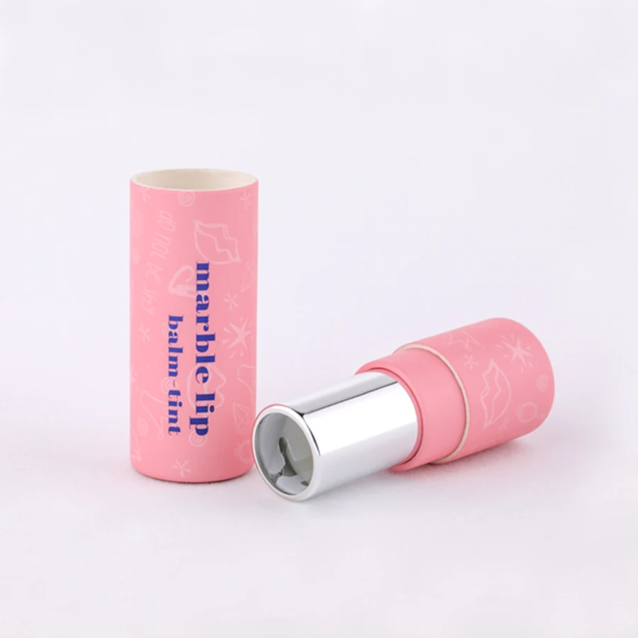 Cosmetic recycled push up white pink black white kraft chapstick packaging lip balm tubes cardboard