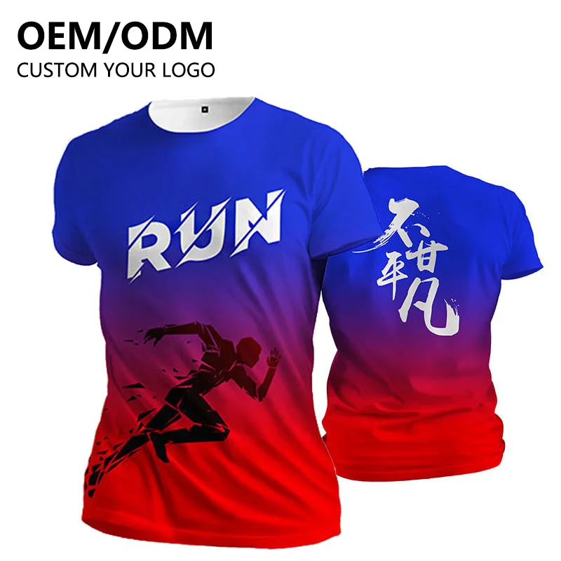 Custom Sublimation Clothing 100% Polyester T-Shirt OEM Design Full All Over Print Running Sport Blank Tshirt Quick Dry T Shirt