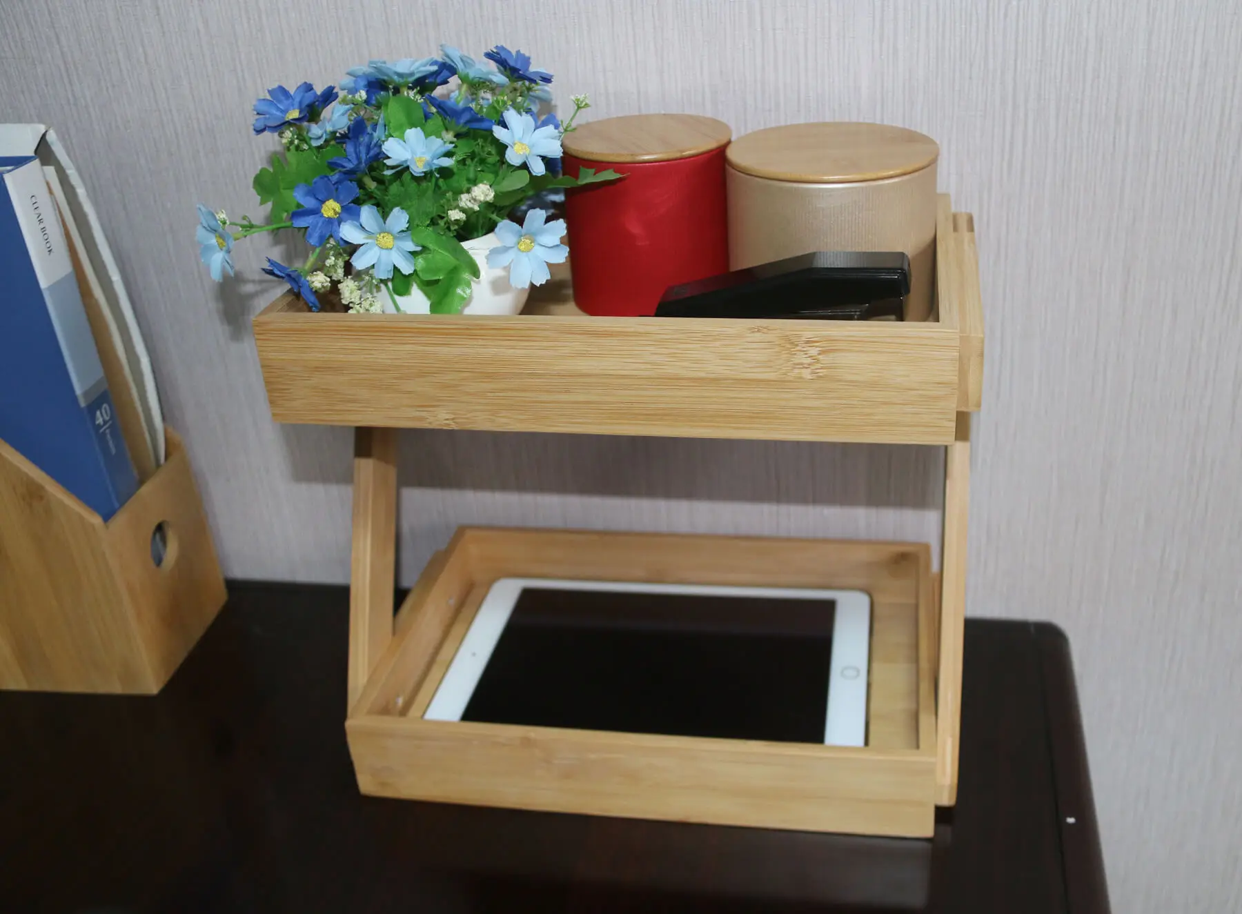 High Quality 2 Tier Storage Shelf Bamboo Makeup Organizer bamboo make up organizer