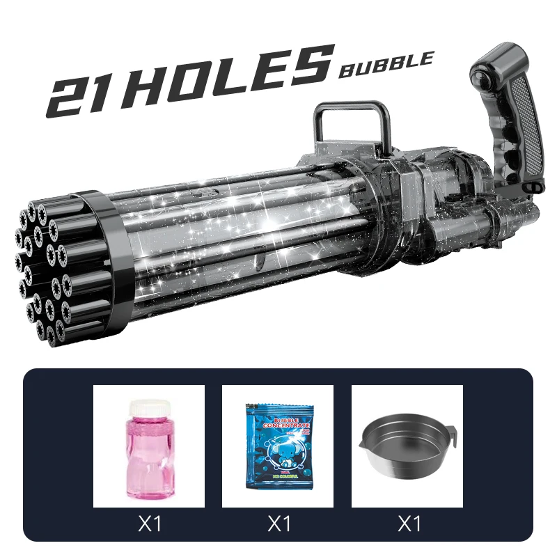 
upgrade 21 holes Gatling Bubble Machine Electric Bubble Gun Outdoor Toys Automatic Bubble Maker Machine 