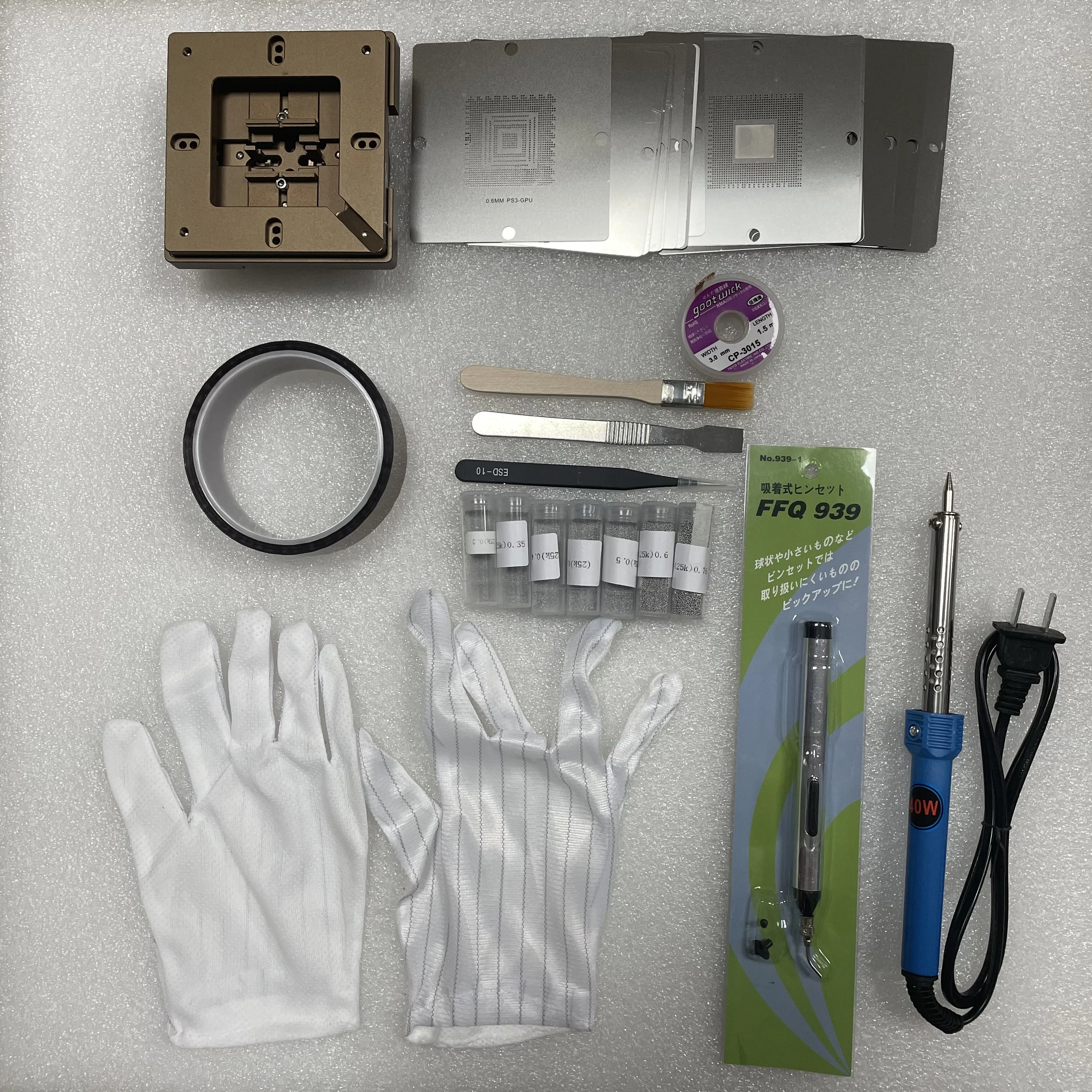 BGA Rework Station Reballing Kit Jig Stencils 90mm Solder Balls Solder Flux Paste For Repair Playstation Laptop Desktop Chip