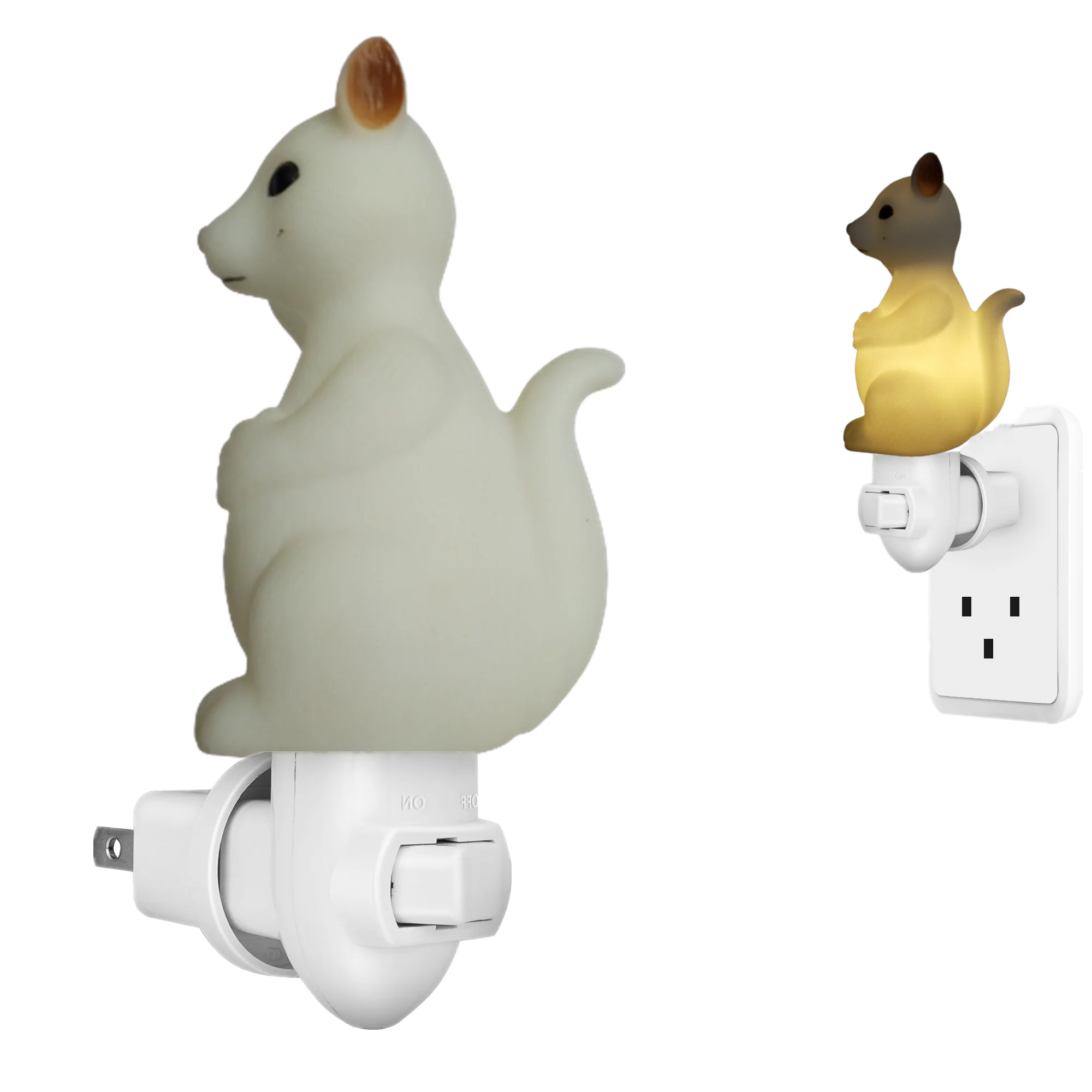 Cute Squirrel LED Night Light Lamp Animals Plug into Wall Light Home Decoration Lamp for Kids Squirrel Wall LED Night Lights