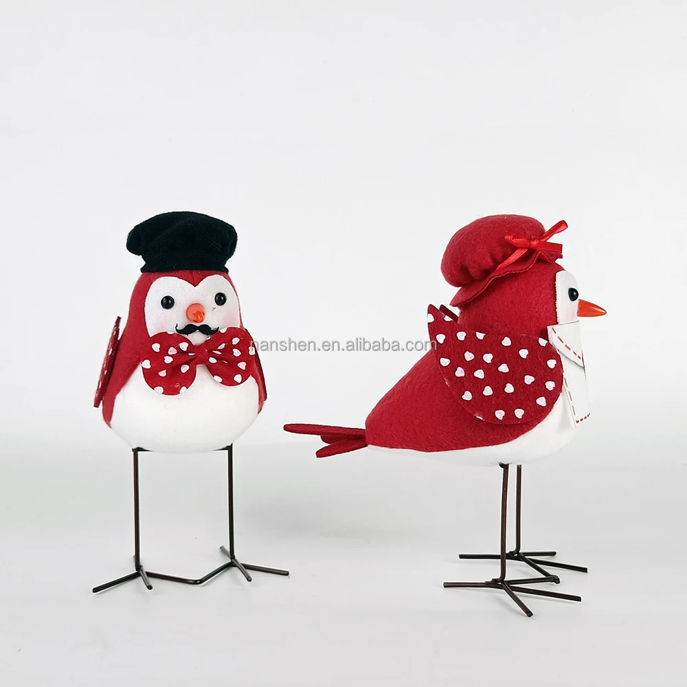 Manufacturers Sublimation Artificial Craft Red Standing bird  Decoration Christmas Decor Robin Bird