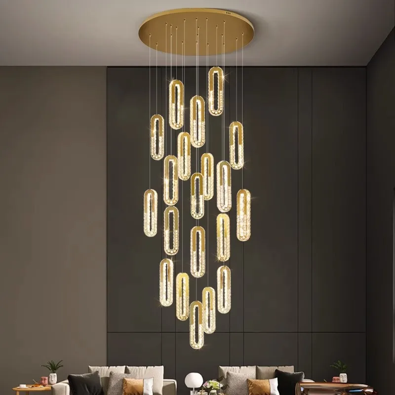 Modern Luxury Crystal Chandelier Multiple Heads Pendant Lamp Home Living Room Decoration