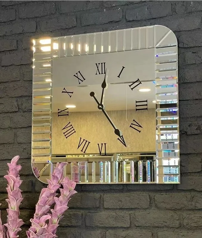 Foshan newgood round mirrored wall Clock Wall Clock for Wall Clocks Decoration