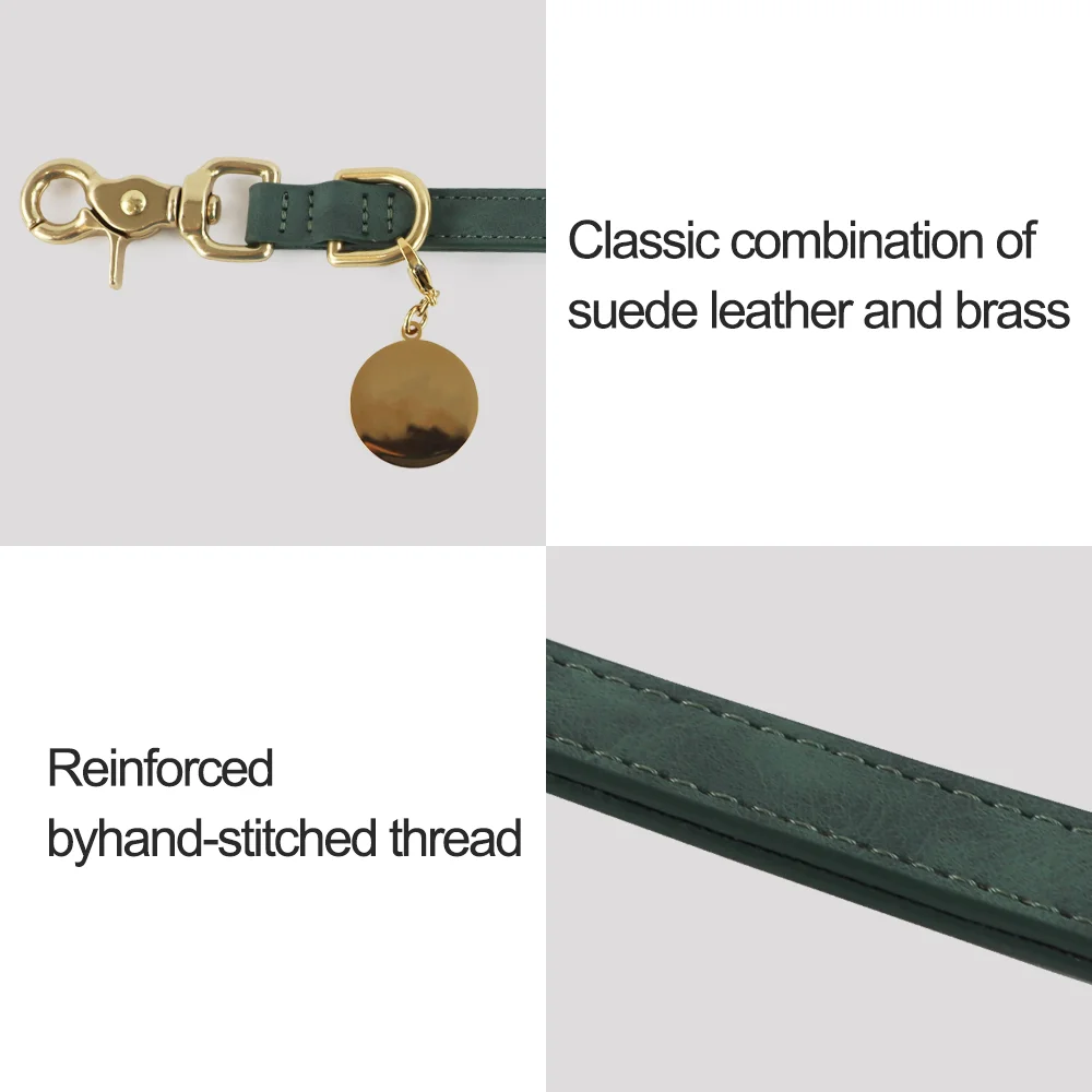 New Style Pet Accessories Adjustable Leather Dog Leads and Collars Luxury Gold Hardware Dog Leash