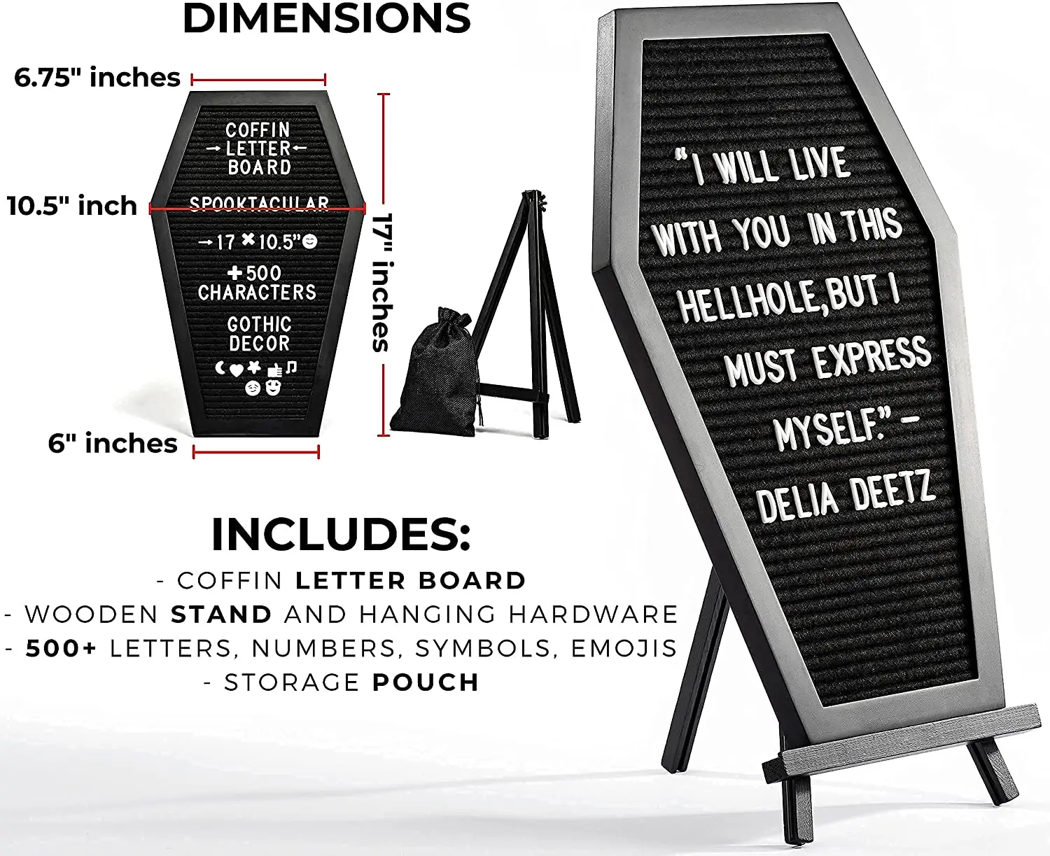 Hotsell Black Felt Coffin Letter Board Halloween Letter Board With White Icons