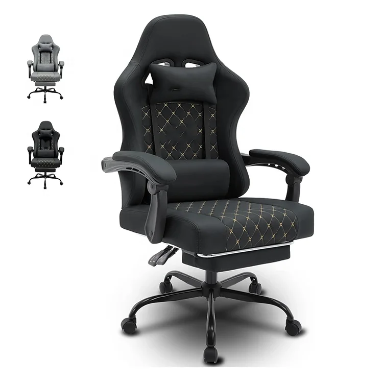 High Quality Ergonomic 6 Point Massage Green Leather Racing Computer Reclining Swivel Gaming Stuhl Gamer Chair with 4d Armrests
