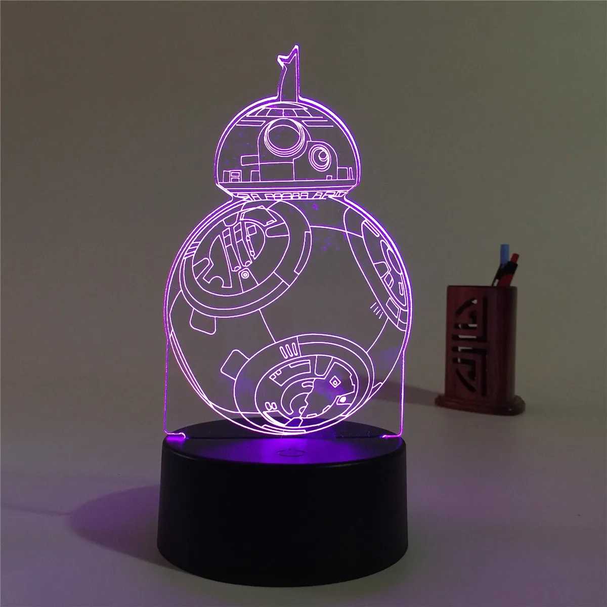 Amazon Hot Sale Night Light Marvel 3D Illusion Lamp Planet Wars Series BB-8 Robot LED Night Light For Kids