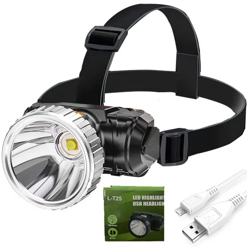 2024 New Strong Head Lamp Led Five Aircraft Lights Usb Charging Headlight Small Outdoor Mining Headlight