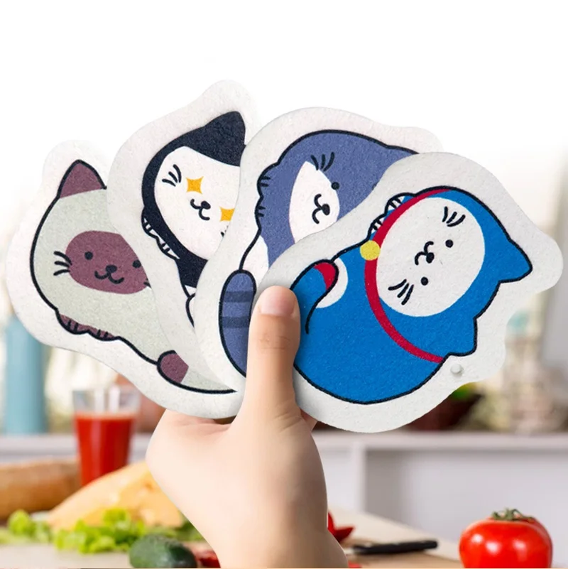 Compressed Wood Pulp Cotton Cartoon Sponge Dishwasher Water Absorbent and Oil Free Natural Wood Pulp Material Magic Wipe