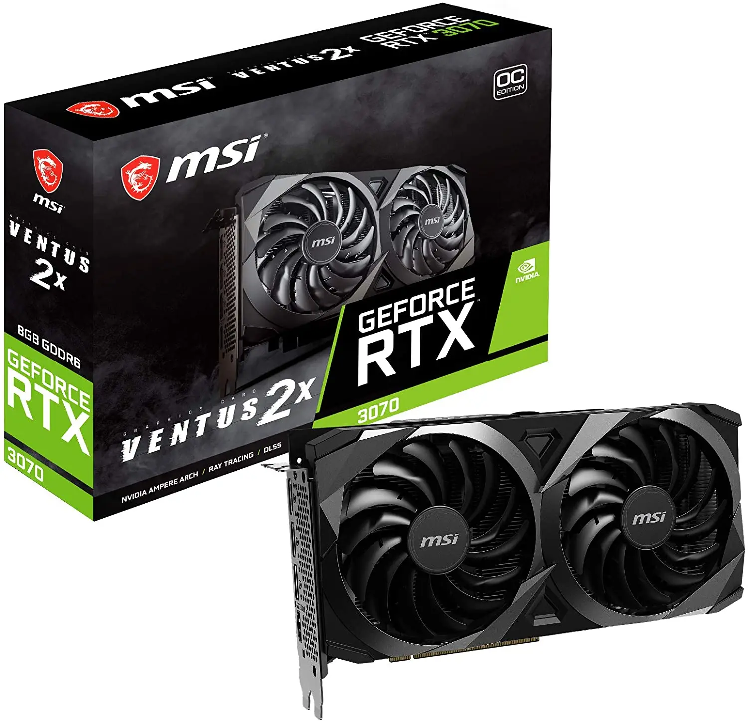 
Игровая Видеокарта MSI NVIDIA RTX 3070 VENTUS 2X OC 8G с памятью 8 Гб GDDR6 14 Гб/с 