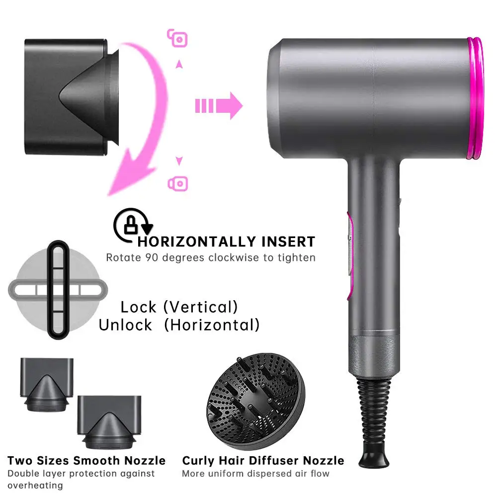 1800W Professional Hair Dryer Negative Ion Hair Blow Dryer BLDC Brushless High Speed Hair Dryer For Salon