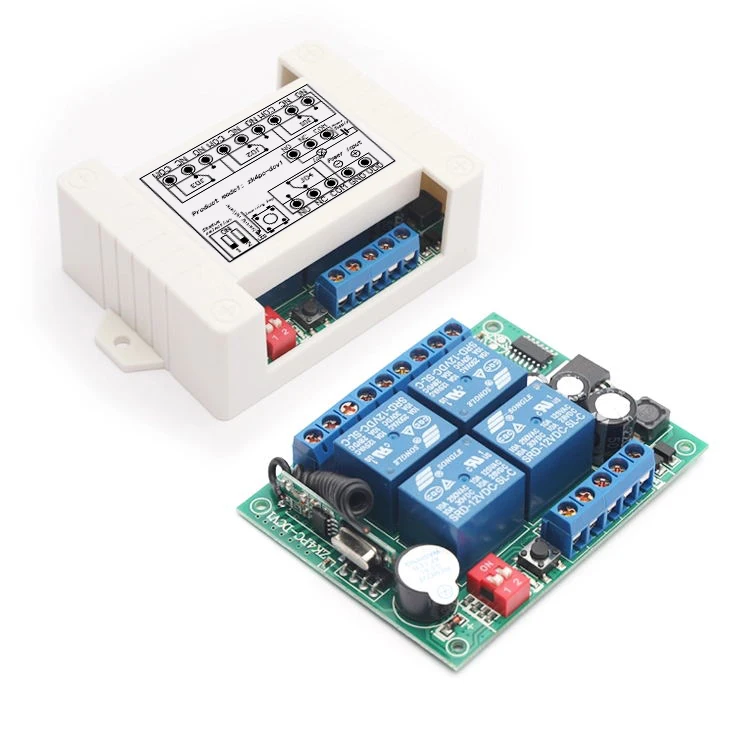 433 МГц RF передатчик и приемник DC 12V 4 канальный РЧ пульт дистанционного управления реле приемник для двери гаража Мотор Занавес СИД