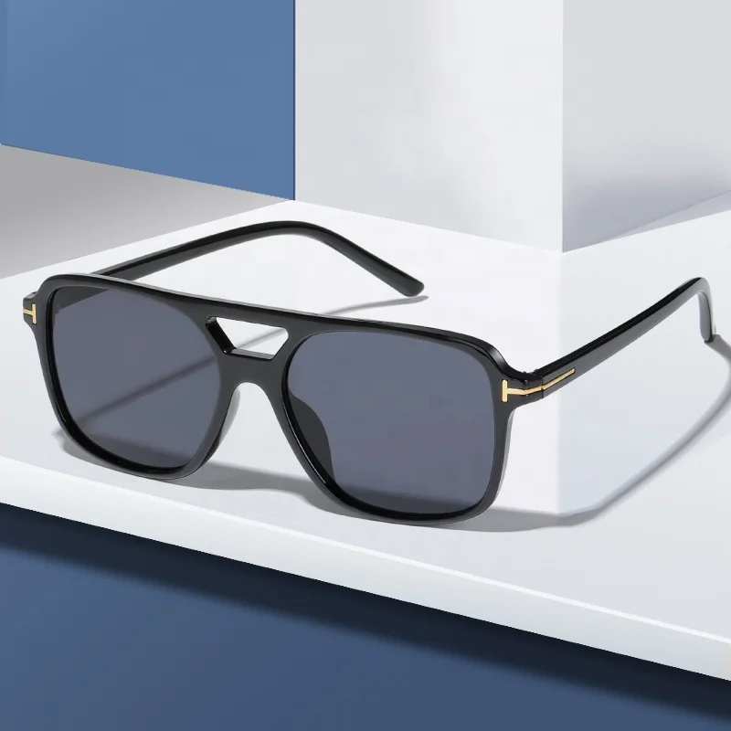 Gold T Retro square sunglasses double bridge sunglasses with metal hinge