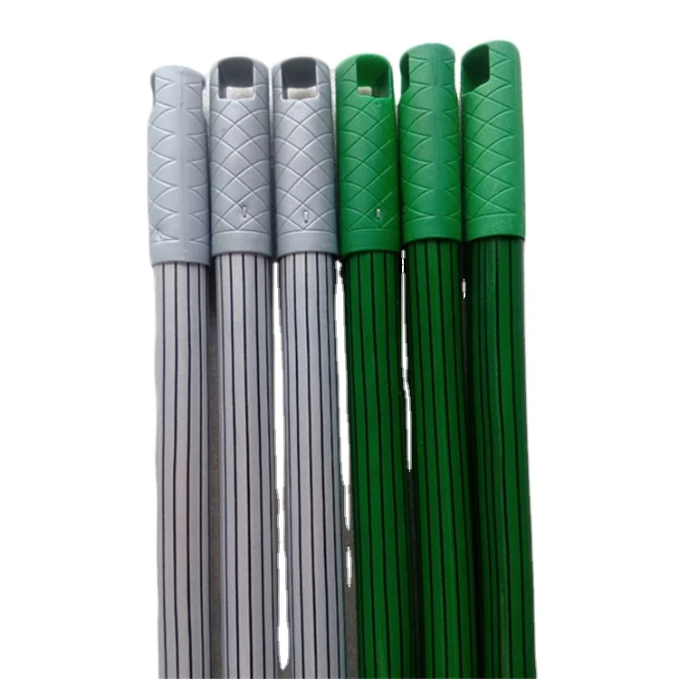Factory Direct Sale Black Line Design Wooden Broom Handle Cheap PVC Coated Wooden Mop Stick