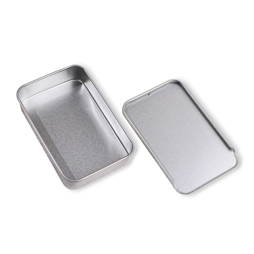 OEM ODM manufacture gift silver square hinge candy tin case packaging metal small wholesale Custom tin can/box