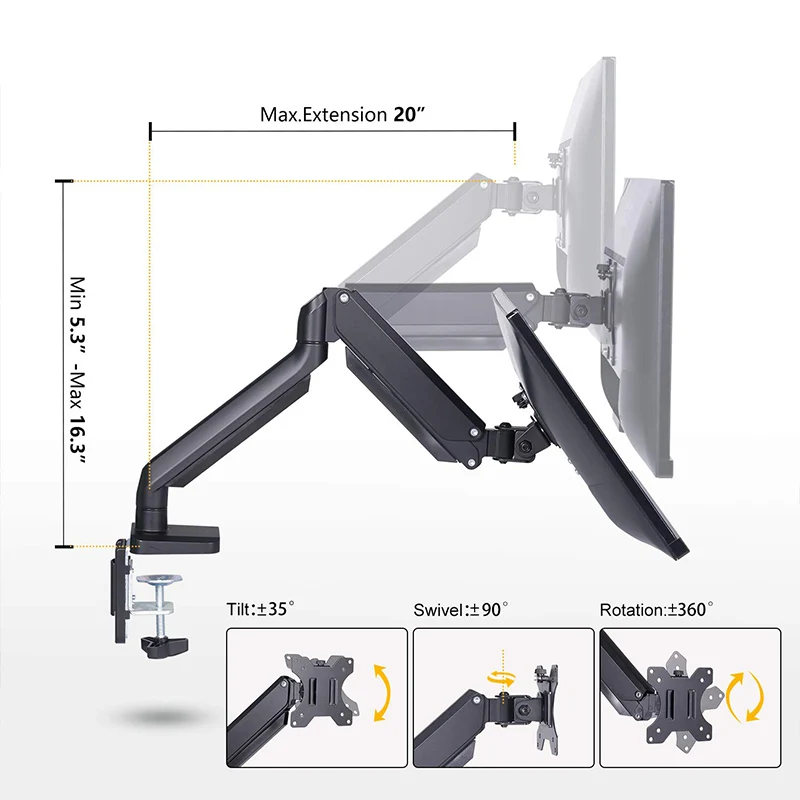 Single monitor arm height adjust monitor stand adjustable computer monitor stand