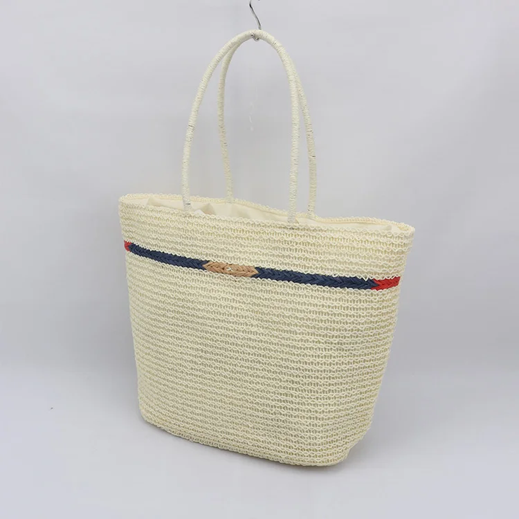 New Design Straw Tote Bags Beige Straw Basket Bag Natural Straw Bags 2022 With Durable Handles For Fashion Lady