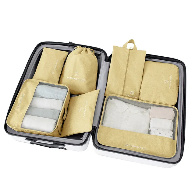 Hot 7 in 1 travel organizer bag set lightweight Travel Luggage Organizer Bags 7 pcs Packing Cubes Travel bag Set