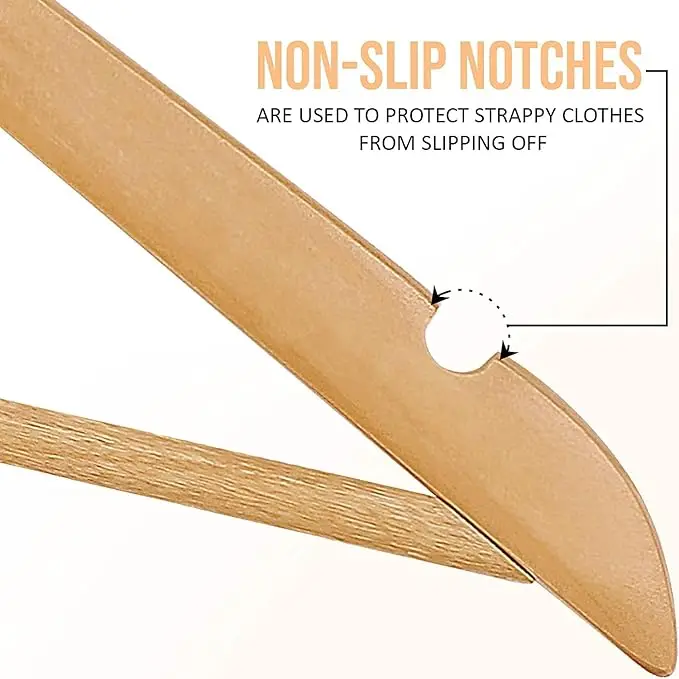 Wholesale Customizable 30 Pack Wooden Hangers for Clothes Coat Hangers , Hangers Set Pack for Coat Suit Pants Skirts