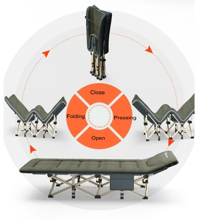 Portable Lightweight Single Easy Carrying  Portable Foldable Bed Camping Cot Bed with Mattress and Pillow