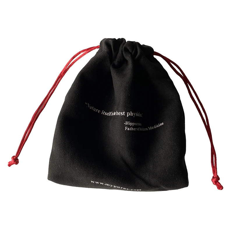 Гибкая черная Замшевая сумка на шнурке для конфет с двусторонним принтом на заказ 16x17 см