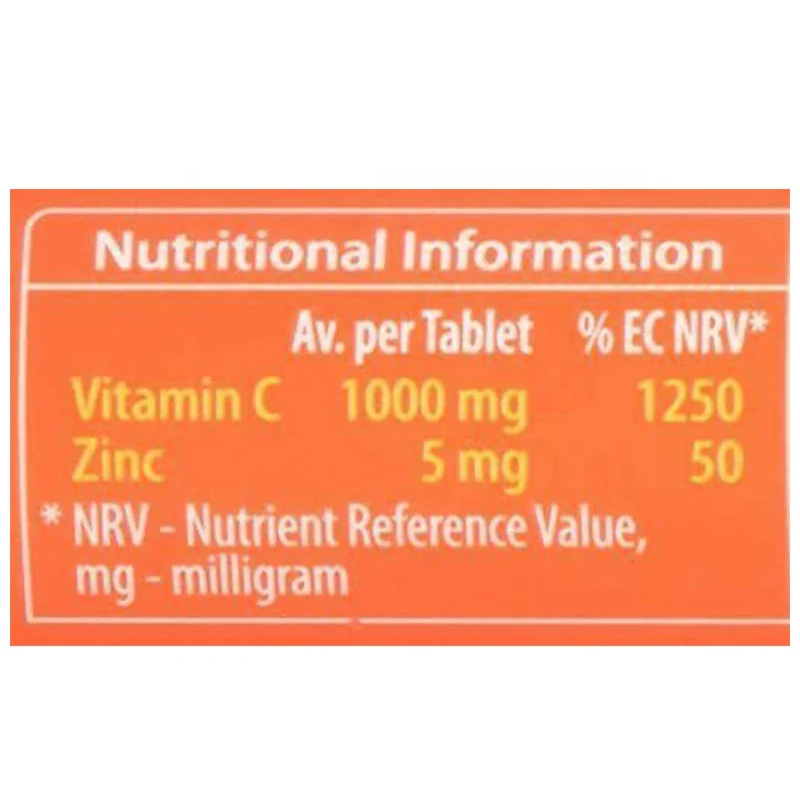 Private label Energy vitamin supplement Vitamin C 1000mg orange flavor effervescent tablet for immune supporting