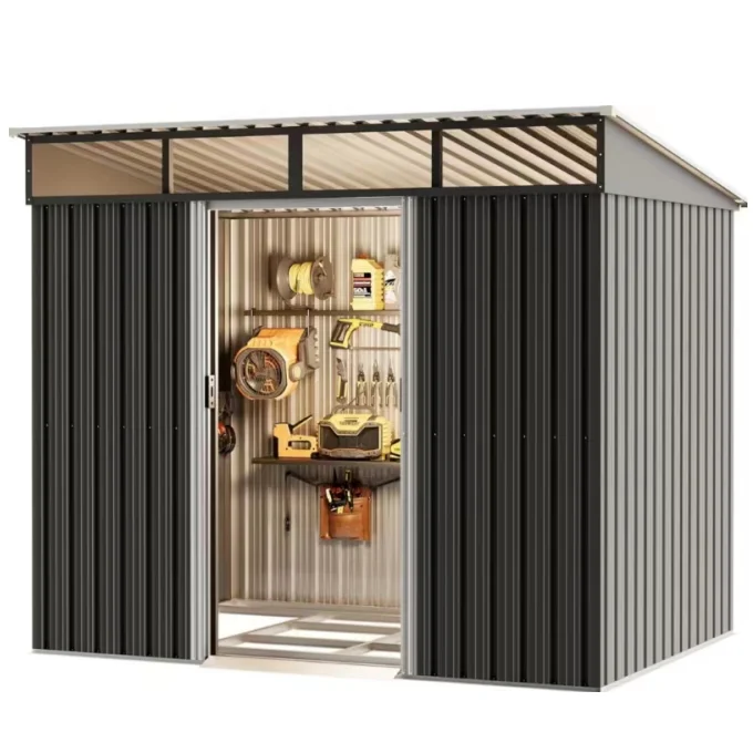 8* 6 ft garden shed Tool Storage with Lockable Doors Compact Bike Shed simple house Eco-friendly rust resistant and durable