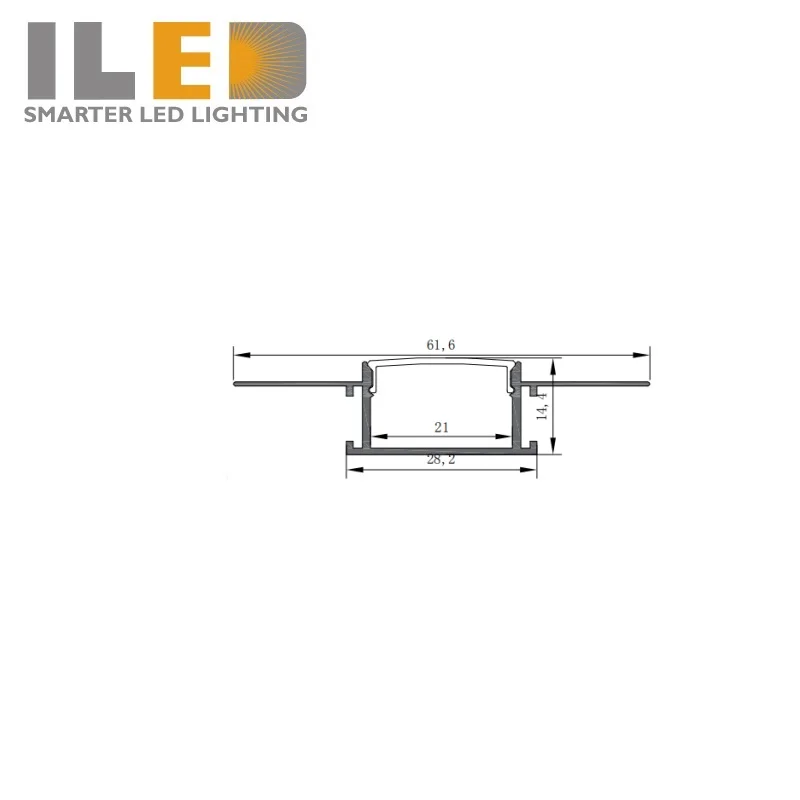 High Quality Recessed Aluminium LED Extrusion Profile for Ceiling Linear Lighting Mounted with Gypsum