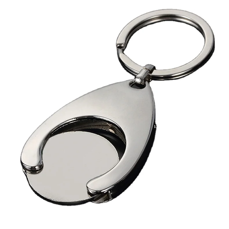 European Blank  promotion cheap custom logo metal trolley coin keychain