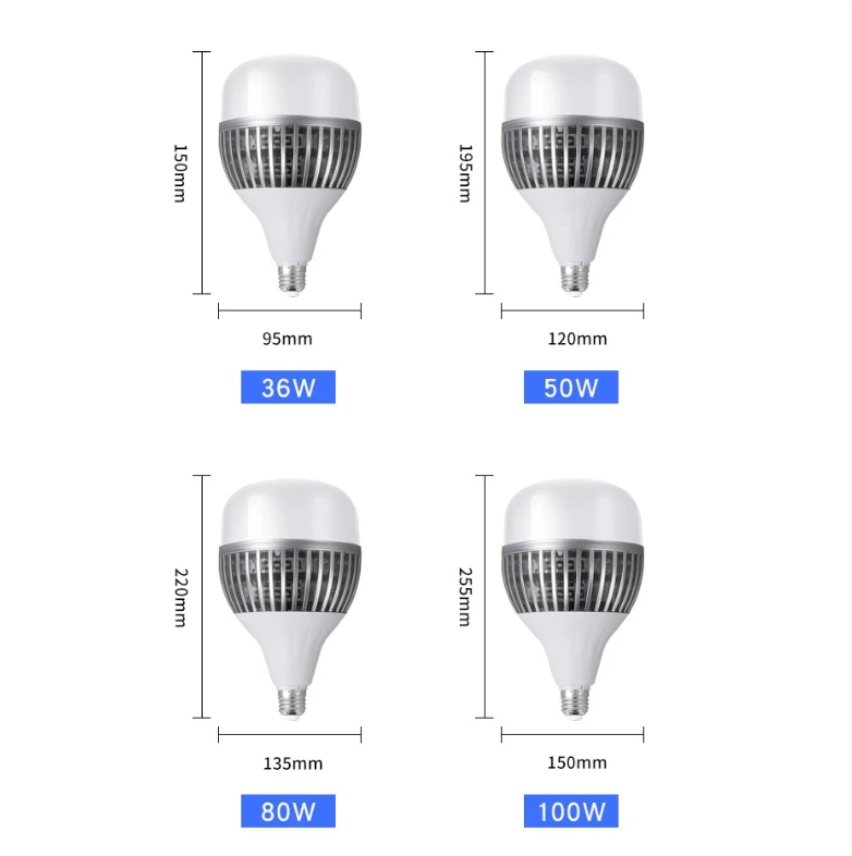 Industrial With Cooling Fan High Power E27 E40 50w 100w 150w 200w Led Light Bulb