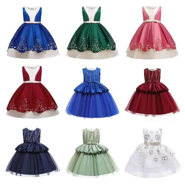 Infant Princess Dress Girls Flower Wedding Party Birthday Tutu Clothes Newborn Infant Bow Kids Dresses