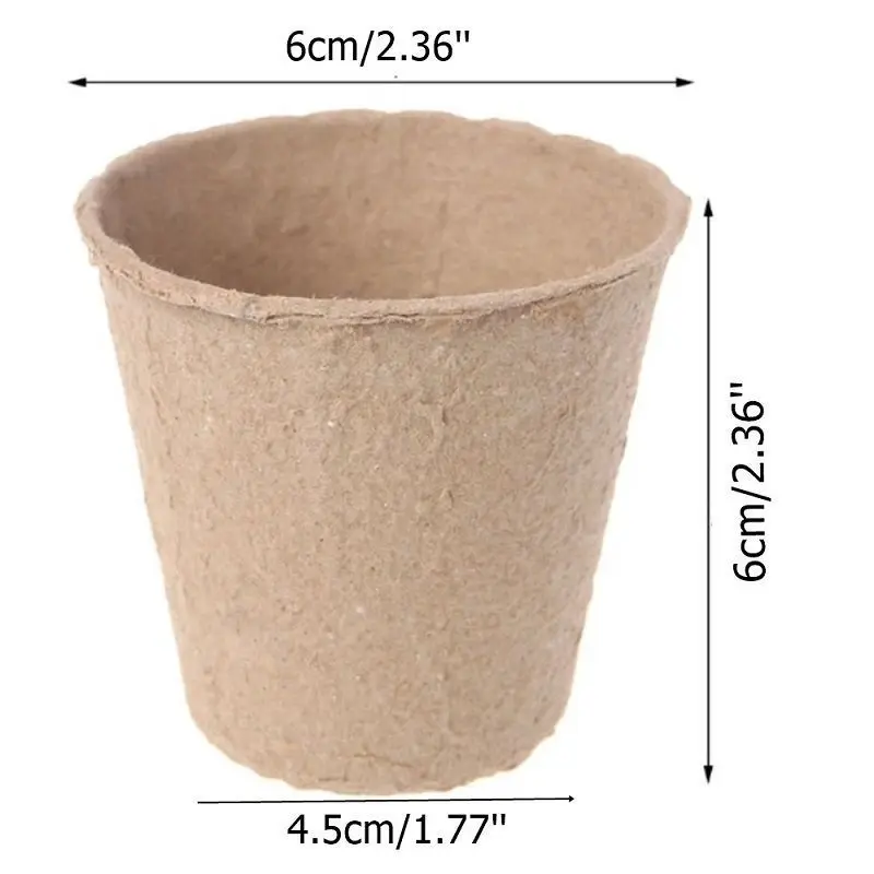 Round Square Biodegradable Paper Pulp Cup Fibre Seedling Starter Tray Plant Pots for Home Garden