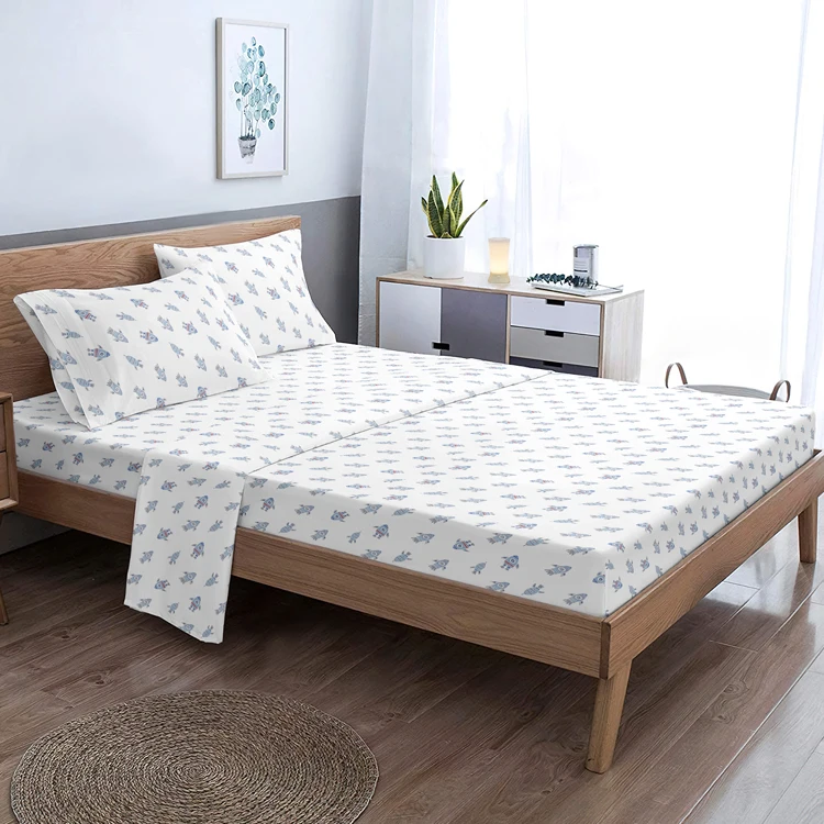 100% Polyester Brushed Microfiber print 2-3 Pieces Bedding Set 1 Flat Sheet with 1-2 Pillowcases