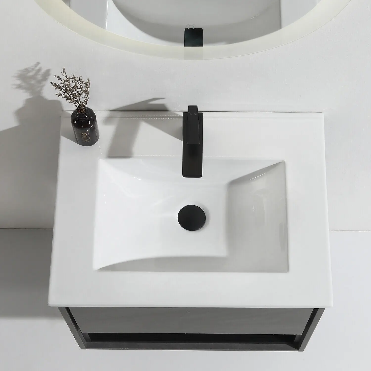 Jetman ceramic wash sink Factory Supply 24 inch floating modern luxury bathroom vanity sink cabinet basin