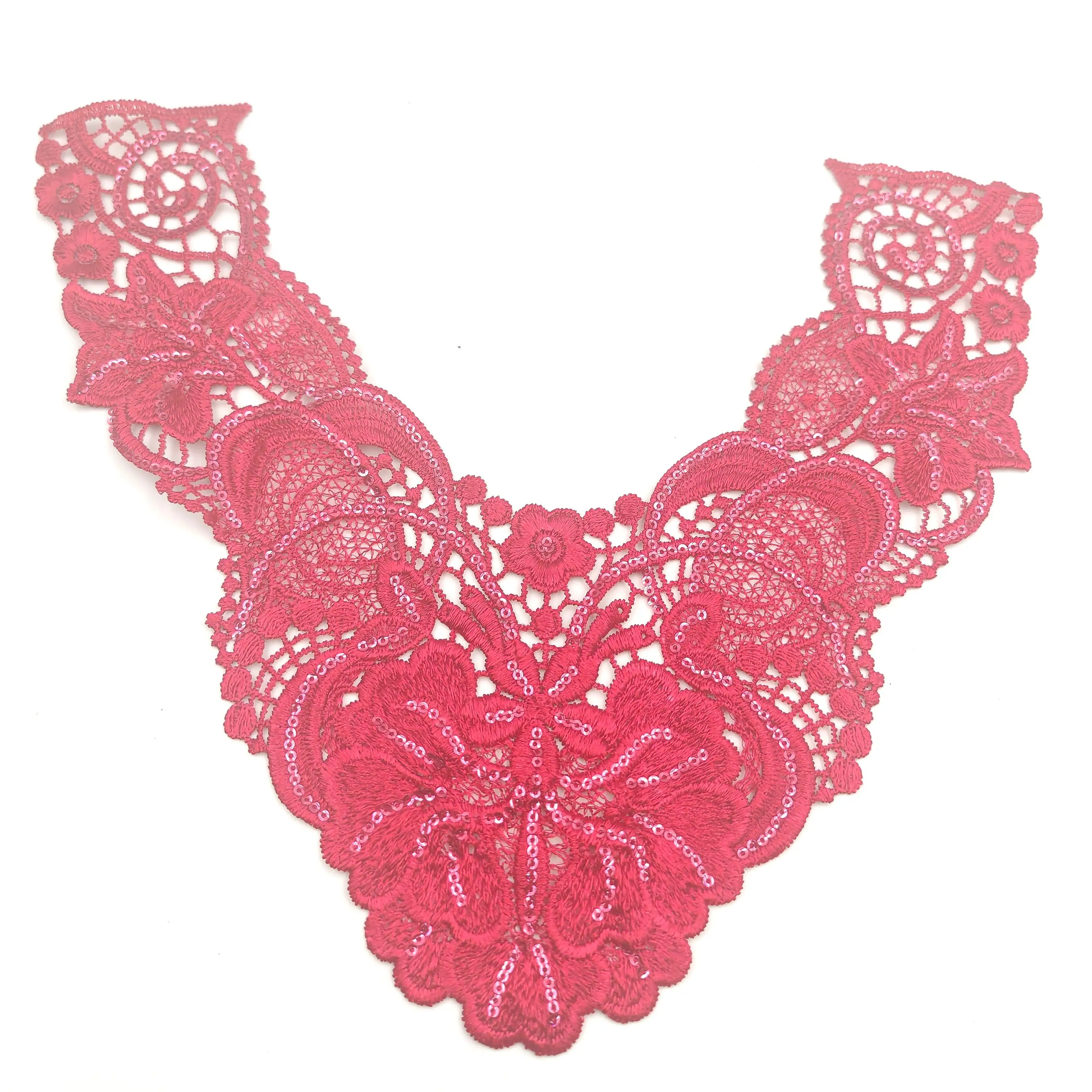 High Quality embroidered Lace Collar neckline Lace Applications Beaded Collars For Women